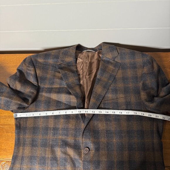 Canali Sports Blazer 100% Wool Brown & Gray Plaid 52R Best Fall Color Combo - Picture 12 of 14